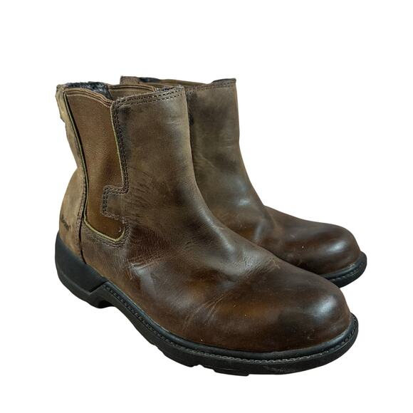 LL Bean Brown Leather Men's Chelsea Boots Pull On Ankle Booties Size 7 - Picture 1 of 11